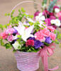 Carnation, lily basket of flowers