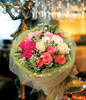 15 Mixed Roses,Green leaves