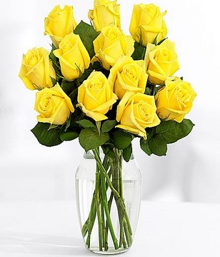 One Dozen Long Stemmed Yellow Roses