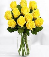 One Dozen Long Stemmed Yellow Roses