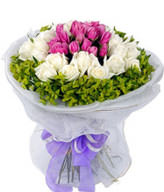 19 Purple Roses,19 White Roses (2DAY AHEAD NEEDED)