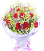 12 red roses individually wrapped , Crystal Grass 