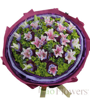  Pink Lilies,long-lasting bouquet 