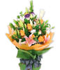 5 Pink Lilies , Pink Roses 12 , Purple Forgot-Me-Not