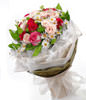 9 red roses, 11 pink roses , green leaves dotted