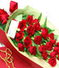 24 Red Roses,Green Leaves,Gift Box Included