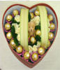 16 White Roses,20 pieces of cholocates,1 bear,Heart-Shaped Box Gift