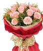 11 Pink Roses,Green Leaves