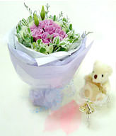 11 Purple Roses,a bear included