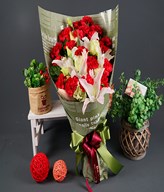 3 Lilies and 33 Red Carnations