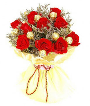 11 red roses with 9 chocolates 