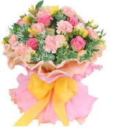 12champagen roses or carnations,9pink roses with green foliages