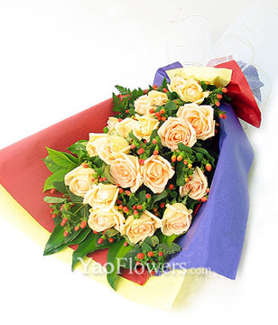 19 champagne roses