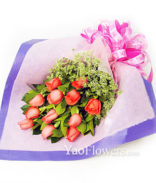 12 pink rose
