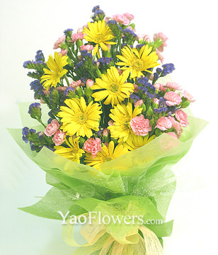 9 yellow daisies