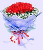 99 Red roses, green foliages