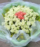 55 White roses,11 Pink roses