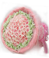 Miniature pink roses with green foliages