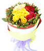 7 yellow roses, 7 champagne roses, 7 red roses