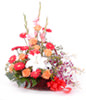 1 white lily,12 red daisies,8 orange roses