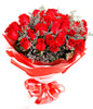 22 red roses,plenty of sea lavenders.