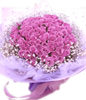 99 Purple roses with baby's breath