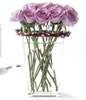 12 purple roses with a glass vase