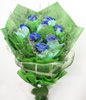 11 Blue roses with baby's breath
