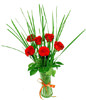 6 Red roses with baby's breath