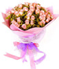 66 pink roses, a gold leaf on the bar