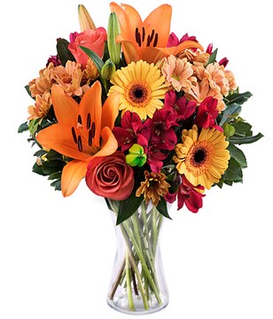 Orange lilies and gerberas