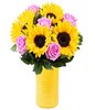 Sunflowers and Pink Roses