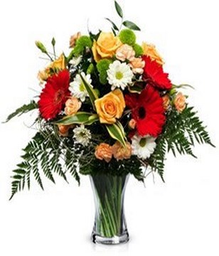 Thanksgiving Elegance: roses and gerberas
