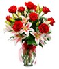Roses and Lilies In A Vase