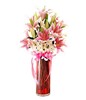 Pink Lilies with White Daisies in a Vase