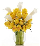 White Lilies and Yellow Roses in a Vase