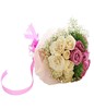 15 Stems of White and Purple Roses with Fillers Hand Bouquet