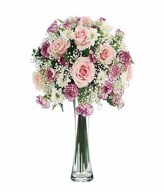 12 Pink Roses, Carnations and fillers in a Vase