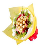 6 Red & 6 Pink Roses With 12pcs Ferrero Rocher in a Bouquet
