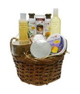 Pamper hamper with soap, shampoo, conditioner, face scrub, facial soap, and more