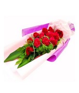 6 Stalks Red Carnations With 6 Stalks Red Roses