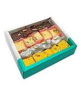 1 kg of Mawa Pista Barfi, Chocolate Barfi, Mawa Sankh and Kesar Barfi