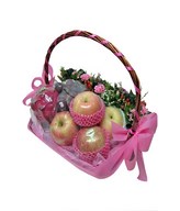 Seasonal fruits basket with flowers