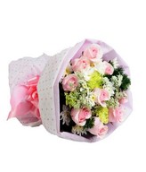 9 Pink Roses with Fillers Bouquet