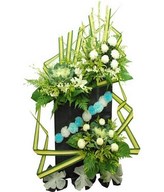 Brasica, Tuber Rose, White Orchid, White Chrysanthemum & White Casablance lilies