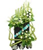 Brasica, Tuber Rose, White Orchid, White Chrysanthemum & White Casablance lilies