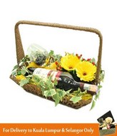 Red Wine, Wine Glass with Flowers Arrangement