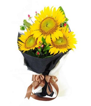 3 stem of sun flower hand bouquet