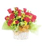 Red Roses and filler in basket