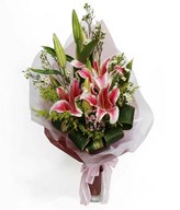 3 Pink Lily Handbouquet